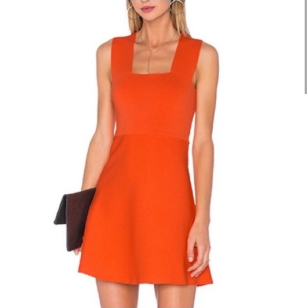 NWT ALC skater bodycon midi dress in orange (guava) - size medium